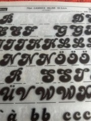 Three Letraset INSTANT LETTERING Transfer 60pt & 72pt Candice Inline nice 1