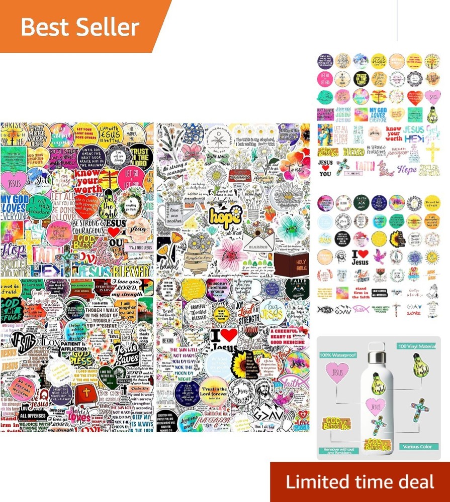 220Pcs Vinyl Inspirational Christian Stickers – Waterproof Jesus Bible Verses
