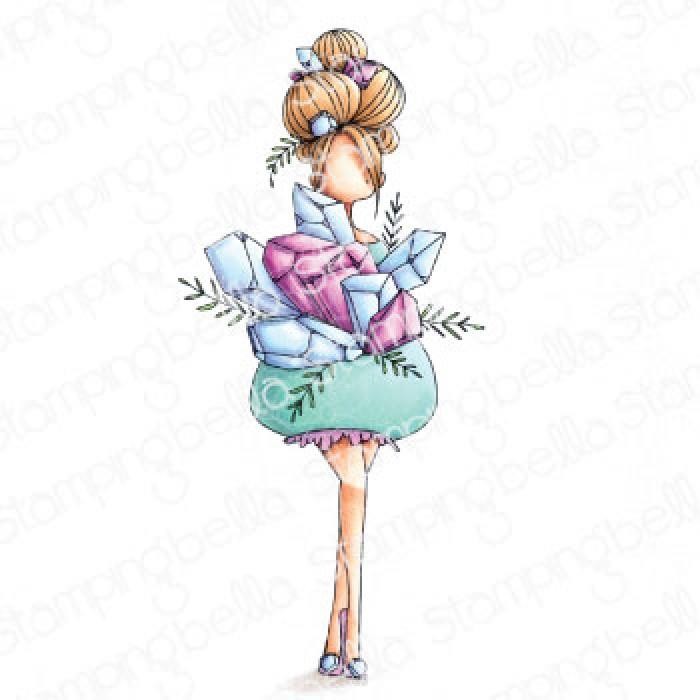 New Stamping Bella Rubber Stamp CURVY GIRL COLLECTING CRYSTALS free USA ship