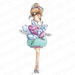 New Stamping Bella Rubber Stamp CURVY GIRL COLLECTING CRYSTALS free USA ship