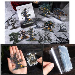 10Pcs Gothic PET Stickers Forest Bat Scrapbook Collage Junk Journal Card Crafts