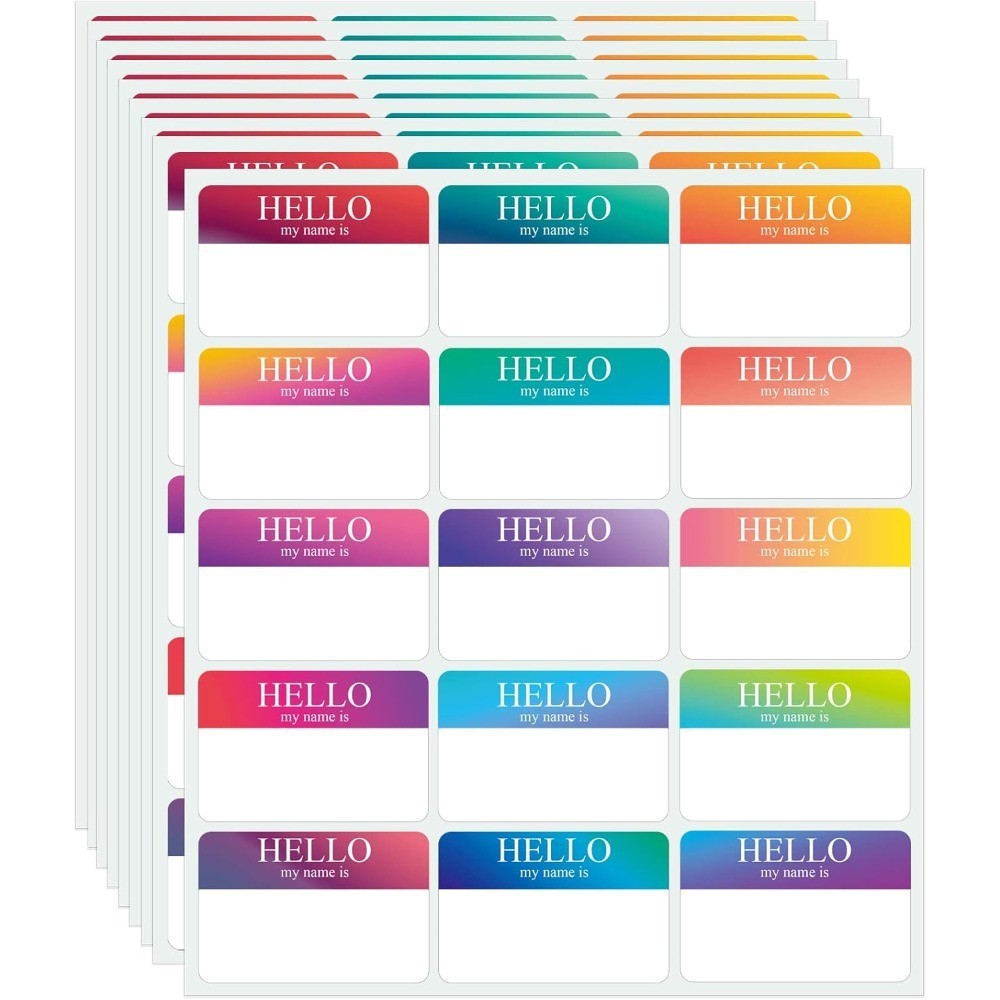 345 Pcs Name Tags Rainbow Sticker, Hello My Name is Stickers 15 Color, Hello My
