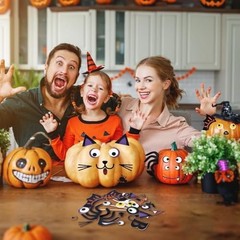 16 Pack Foam Pumpkin Decorating Kit Halloween Craft Stickers for Kids