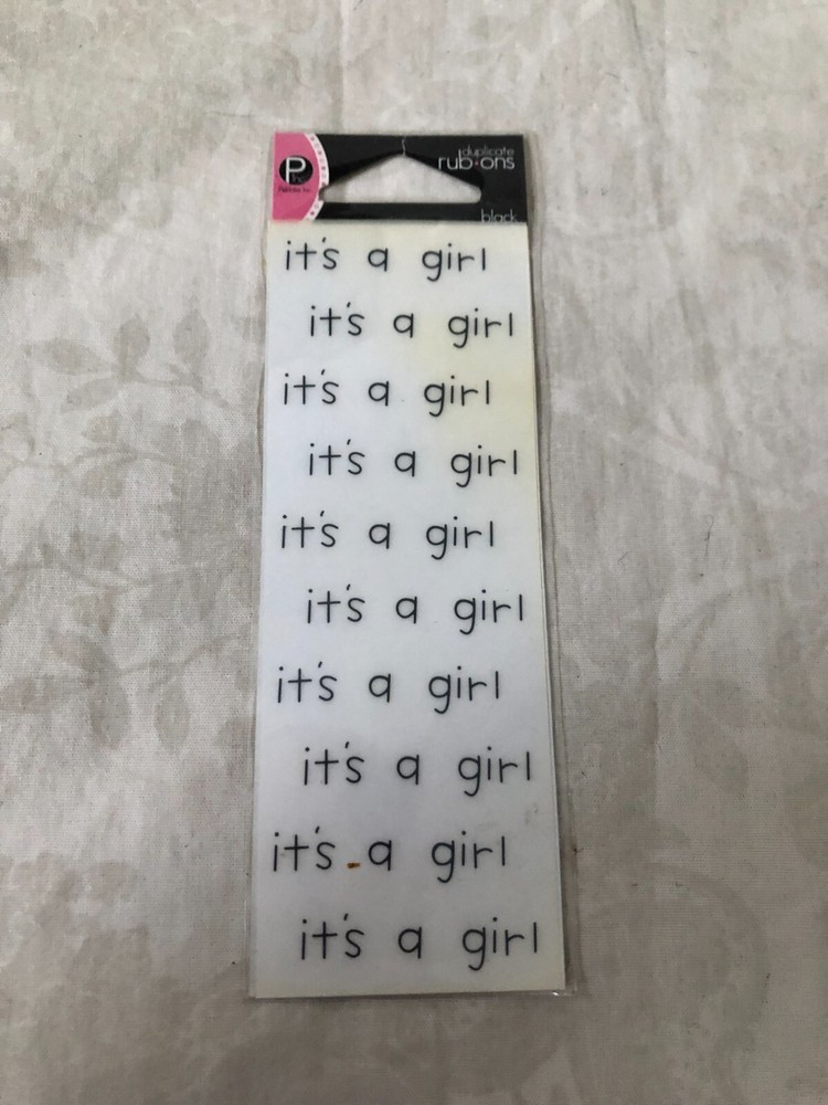 Pebbles Inc Its A Girl Black Duplicate Rub Ons New in Package