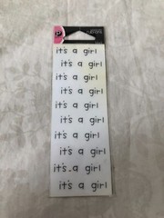 Pebbles Inc Its A Girl Black Duplicate Rub Ons New in Package