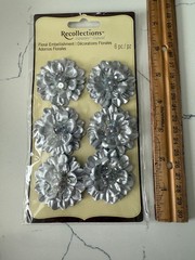 Recollections Signature Silver Floral Embellishments 6PC Scrapbooking Crafts Art