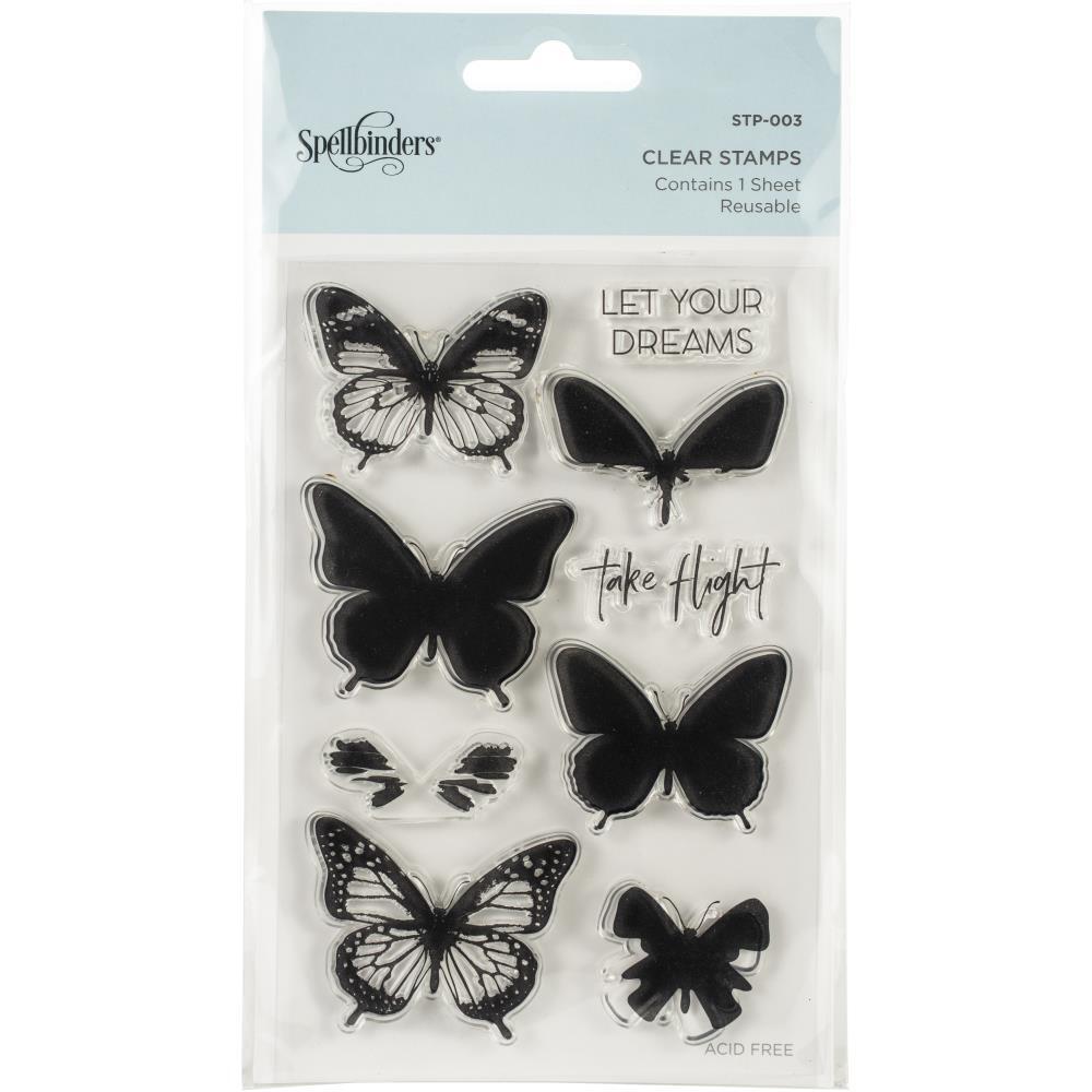 New Spellbinders clear cling Rubber stamp set LAYERED BUTTERFLIES free USA ship