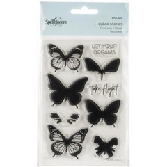 New Spellbinders clear cling Rubber stamp set LAYERED BUTTERFLIES free USA ship
