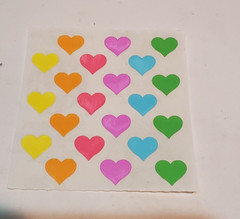 RARE Sandylion sticker hearts Mother of PEARL mini prisma glitter fuzzy 7 mod