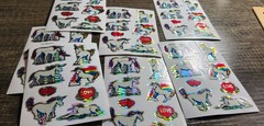 Vintage LOVE UNICORNS Prism Vending Machine Sticker Sheet 80s 90s Rainbow