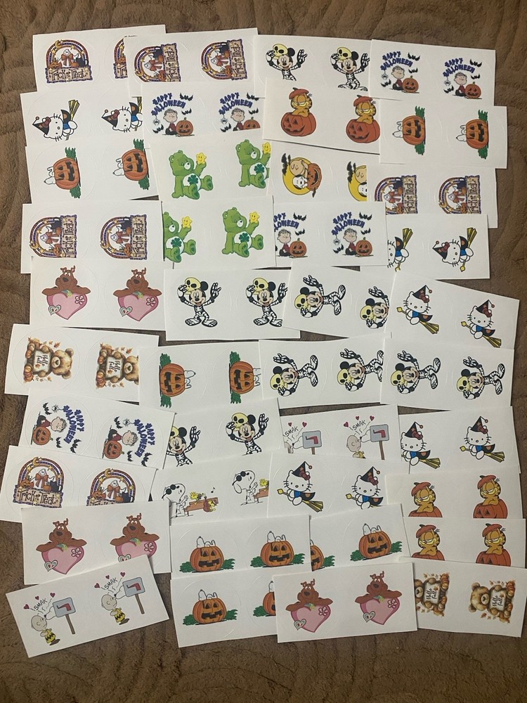 Set Of 40 Glossy Finish Character Small Sticker Strips – 1.5 Inches Per Sticker