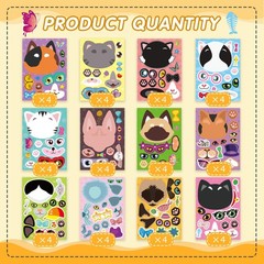 48 Sheets Cat Stickers,Make a Face Stickers for Kids, Make Your Own Cat Stick…