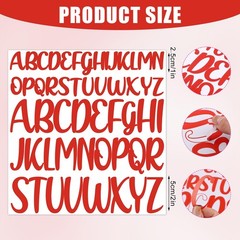 416pcs 8 Sheets Letter Stickers, 1 inch 2 Large Capital Self M, Red