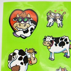 Vintage 3M Cow Stickers 1989 Love Hearts Green