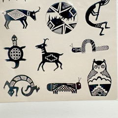 Vintage Astroline Southwest Stickers Mimbres Art Black and White 2 sheets NOS