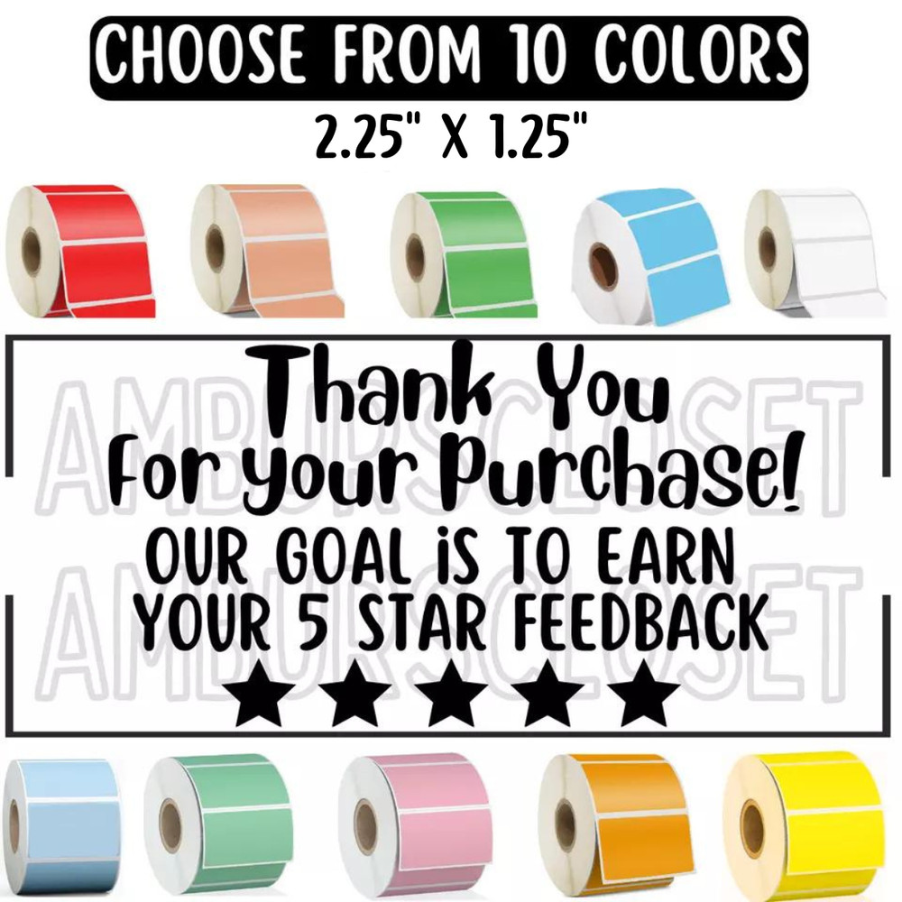 THANK YOU STICKERS 2.25″ LABELS SEALS FEEDBACK REVIEW SHOP SCRATCH RESISTANT
