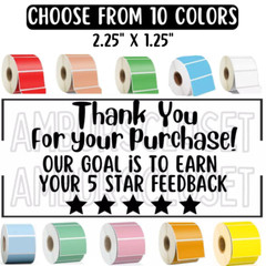 THANK YOU STICKERS 2.25″ LABELS SEALS FEEDBACK REVIEW SHOP SCRATCH RESISTANT