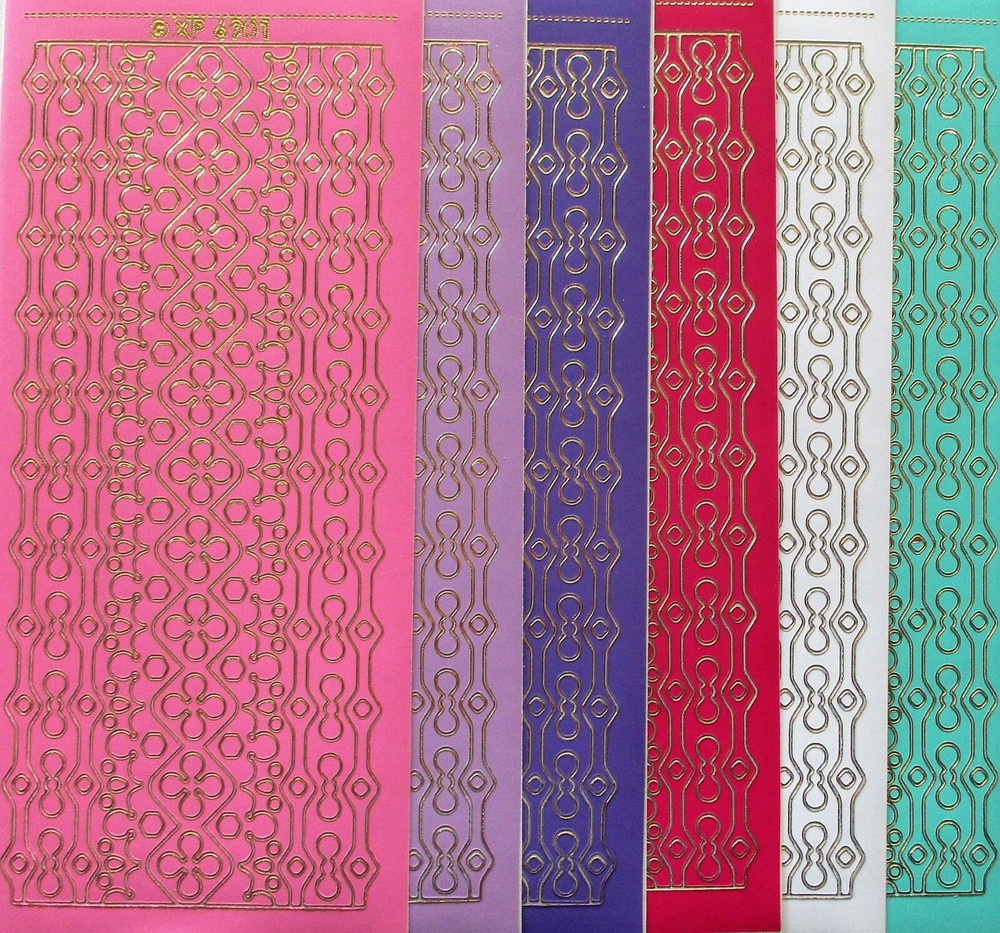 MOROCCAN BORDERS PEEL OFF STICKERS 6 Softer Colours Border Ornate Cardmaking