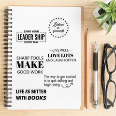 50Pcs Motivational Transparent Quote Stickers for Scrapbooking – Aesthetic Black