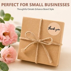 500 Pcs Thank You Stickers Roll, Morandi Boho 6 Colors with Bold Font, 1.5 In…
