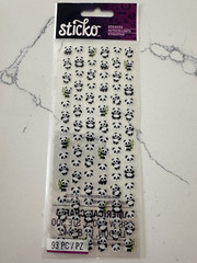 Sticko Autocollant STI Pandas TN Mini Black and White 93 PC Scrapbooking Crafts