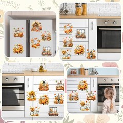 Whaline 16 Sheets Fall Rub on Transfer for Crafts Pumpkin Leaves Rub on Trans…