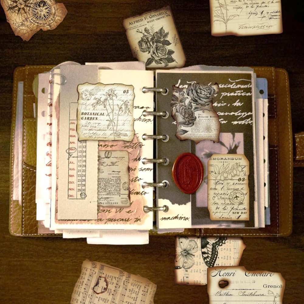 Vintage Journaling Stickers,Scrapbook Supplies for Planners,100Pcs Junk Journ…