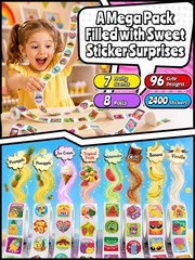 2400 Pcs Scratch and Sniff Stickers for and Children, 8 Rolls Smelly Reward S…