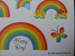 Vintage 1982 Hallmark Stickers Sheet Rainbows Butterfy Flowers Hearts Stars RARE