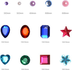 2102 Pcs Gems Stickers, Self Adhesive Gems, Bling Rhinestones | Assorted Shapes
