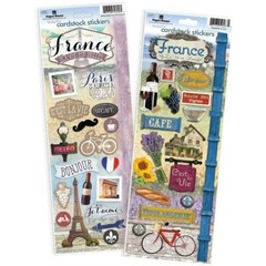 Stickers Cardstock PH 13″ France X2 Eiffel Paris Bonjour Bicycle Cafe Wine Bread