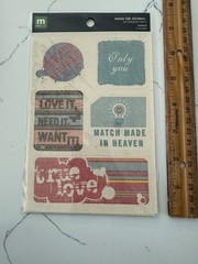 Making Memories Moxie Fab Stickers Self Adhesive Fabric Romance 5PC Scrapbooking