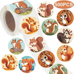 500PCS Cute Squirrel Stickers for Woodland Animals Birthday Party Favors