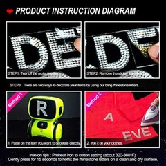 34Pcs Bling Rhinestone Alphabet Letter Stickers, A-Z Letters Self 1.57″ Silver