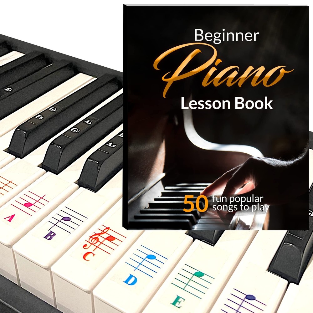 Beginner Piano Book for Kids, Piano Keyboard Stickers, 50 Amazing & Popular S…