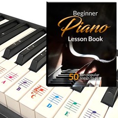 Beginner Piano Book for Kids, Piano Keyboard Stickers, 50 Amazing & Popular S…