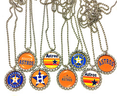SET OF 8 «Astros» FLAT BOTTLECAP NECKLACES! party favors