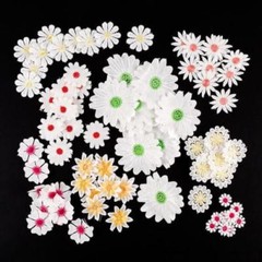 CraftbuddyUS Lace Fabric Motifs with Pink Small Flower Center 2.5cm