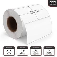 White Rectangle Stickers 4 x 2 Inch Color Coding Labels Vinyl Roll Self-Adhes…
