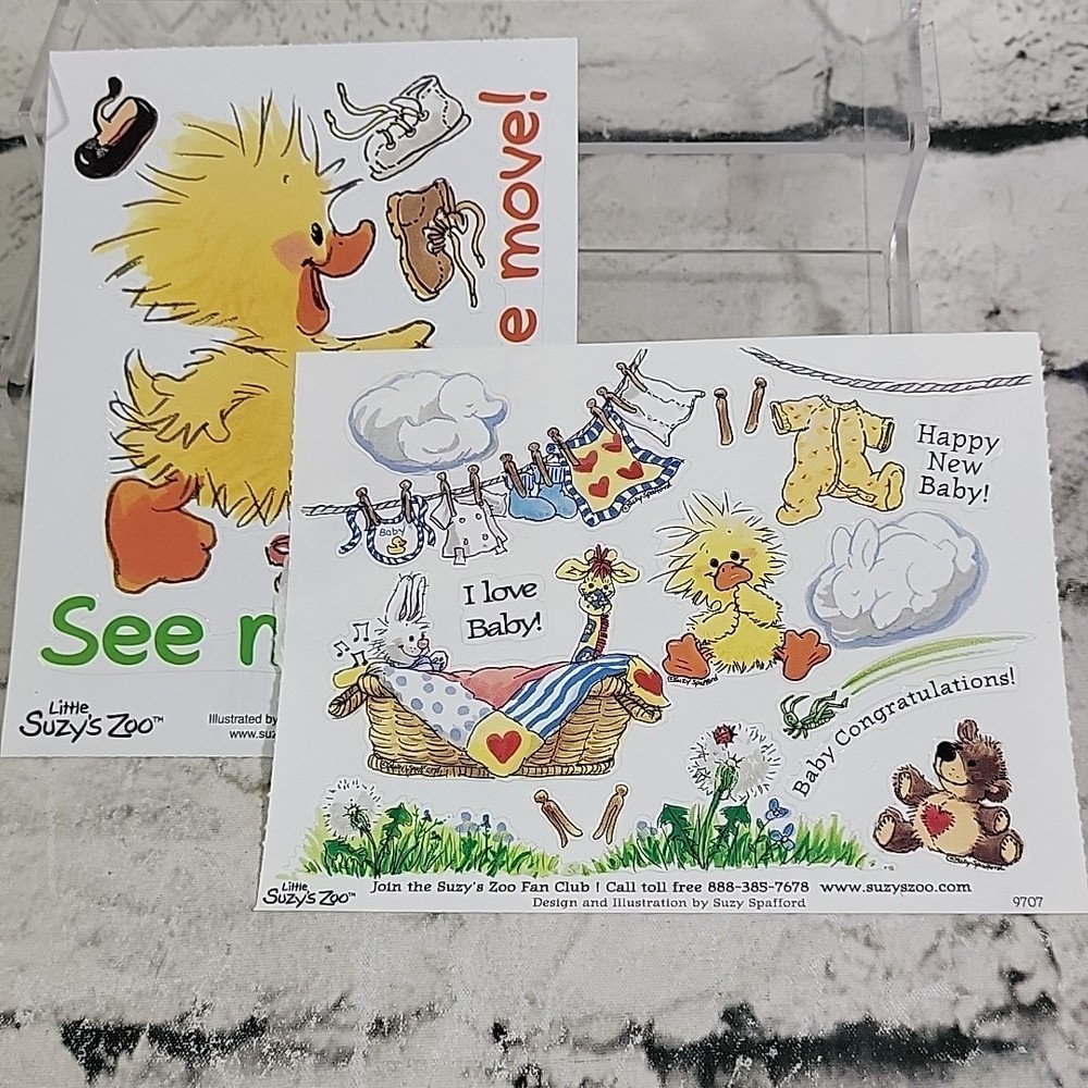 Vintage Suzys Zoo Scrapbooking Stickers Lot New Baby On The Move See Me Go