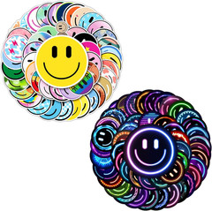 50PCS Smiling Glitter Neon Stickers, Cute Water Bottle Stickers for Kids, for Te