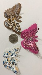 FANCY BUTTERFLY Pre-Made Die-Cuts (3pc)Victorian•Steampunk•Filagree •Glittered••