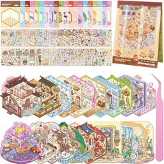 20 Sets DIY 3D Stickers Scene Collection Book, 3D Scene Miniature, Miniature Sim