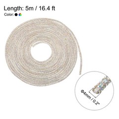 2Pcs 4mm x 5m Rhinestone Rope Crystal String Gold White+Black