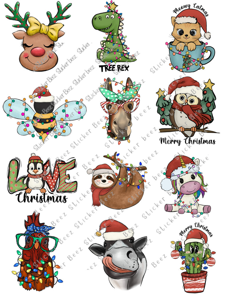 Funny Christmas Animals Collage Supplies For Scrapbook Junk Journal Card Making