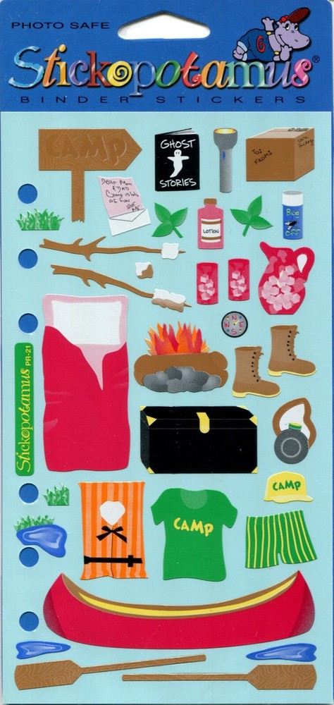 Camp, summer camp, 4×7″ scrapbook stickers Sticko PR21 – EK Success