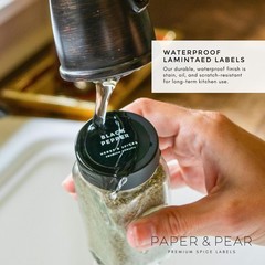 Round Black Spice Labels Stickers – Waterproof & Oil Resistant Pantry Labels – S