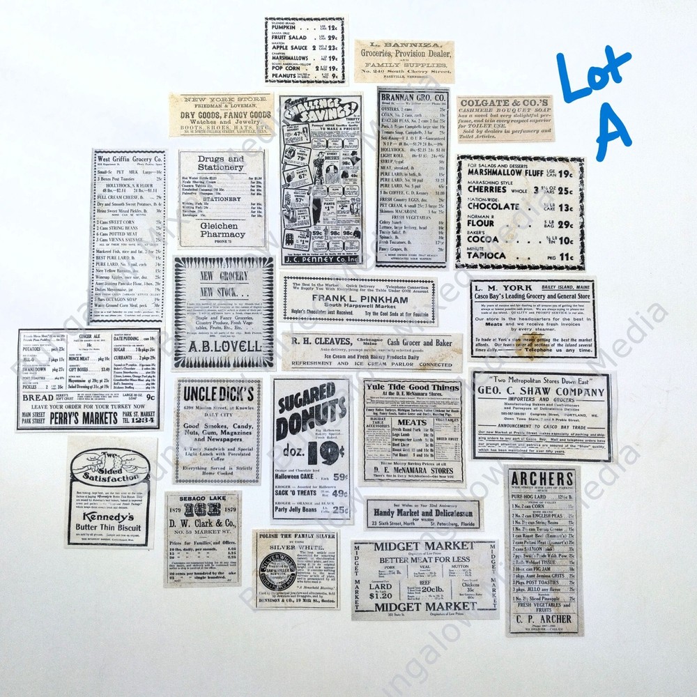 MARKET GROCERY 24pc LOT A Junk Journal Ephemera Paper Pack Vintage