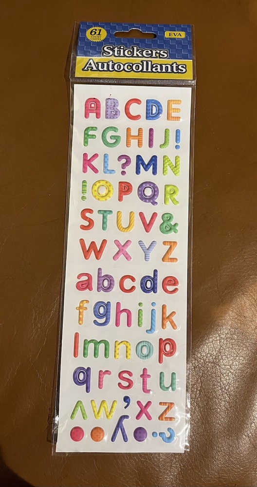 Alphabet Stickers Autocollants – Neon Colors – 61 Count