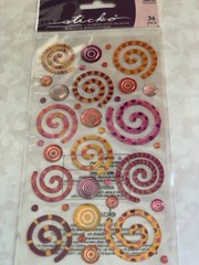 STICKO STICKERS ACRYLIC PARTY SWIRLS MULTI-COLORED SWIRLS 36PCS